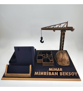 Kişiye Özel Mimar Masa İsimliği Kartvizitlik - Mimarlık Ofisi Açılış & Tebrik Hediyesi