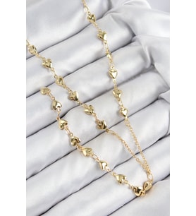 Pirinç Zirkon Taşlı Kalp Model Gold Renk Y Kolye TJ-BKO10457