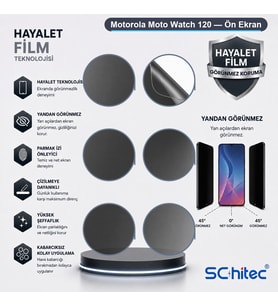 SChitec Motorola Moto Watch 120 Uyumlu Ön Yüzey Hayalet Privacy Hidrojel Ekran Koruyucu