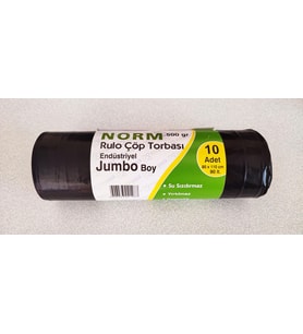 Norm Endüstriyel Jumbo Çöp Torbası Poşeti - 2 Kat - Siyah - 500 Gr. - 80 x 110 Cm. / 1 Rulo
