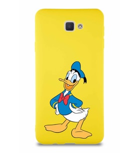 Samsung Galaxy J7 Prime Soft Premier Kapak Donald Duck-C Tasarımlı Silikon Kılıf - Sarı (Şeffaf)
