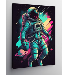 Kanvas Tablo Neon Astronot