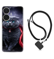 Realme C55 Kılıf Silikon Boyun Askılı İpli Desenli Silikon Super Cat 1666