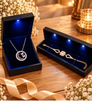 925 Ayar Gümüş Kadın Takı Seti Rose Kelebek Yuvası Kolye ve Gold Baget Bileklik Işıklı Kutulu