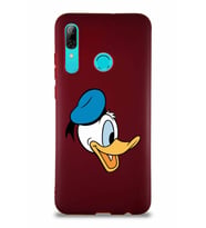 Huawei P Smart 2019 Soft Premier Kapak Donald Duck-F Tasarımlı Silikon Kılıf - Mürdüm (Şeffaf)