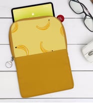 BK Gift Muz Tasarımlı Taşınabilir Koruyucu Tablet Kılıfı & Organizer Çanta - Sarı-1