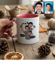 Kişiye Özel Karikatürlü Siyah Beyaz Taraftar Baba Oğul Kupa Bardak Babalar Günü Hediyesi
