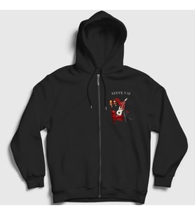 Presmono Unisex Siyah Virtuoso Gitarist Steve Vai Fermuarlı Kapüşonlu Sweatshirt 552010tt
