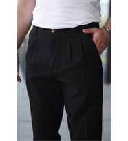 Yeni Sezon Baggy Keten Pantolon (Siyah)