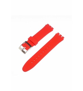 19mm Swatch Uyumlu Chrono Model Slikon Saat Kordonu - KIRMIZI