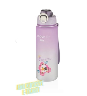 Vagonlife 800 ml Figürlü Su Matarası Çift Kullanım Pipetli Ve Rahat İçim Sticker Hediyeli (Mor)