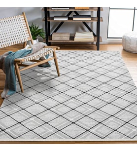 Gri Halı Modern Stil Geometrik Desenli Toz Vermez Salon Ve Koridor Halısı İskandinav