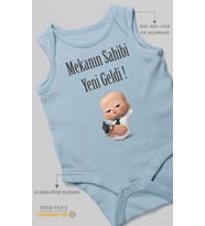 Mekanın Sahibi Yeni Geldi Baskılı Bebek Zıbını – Çıtçıtlı Body 8 Renk  %100 Pamuk Sıfır Kol (Bebek Mavisi)