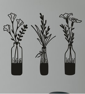 3 Parçalı Dekoratif Kavanoz Tablo (Siyah)