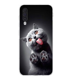 PrintiFy Samsung Galaxy A50s ile Uyumlu Kedi 2 Kamera Korumalı Şeffaf Kılıf