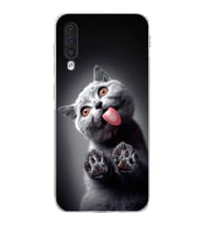 PrintiFy Samsung Galaxy A50s ile Uyumlu Kedi 2 Kamera Korumalı Şeffaf Kılıf