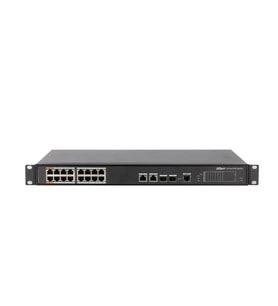 DAHUA PFS4218-16ET-240-V2, 16 Port, MegaBit, PoE 240W, 2 Port GigaBit Uplink, 2 Port GigaBit Combo SFP, Yönetilebilir, Rack Mount  Switch