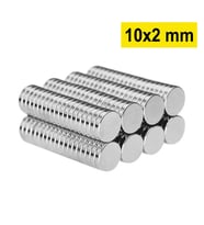 10 Adet 10x2mm Yuvarlak Neodyum Mıknatıs Güçlü Magnet Nikel Kaplamalı