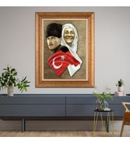 Altın Varaklı Paspartulu Çerçeveli Tablo hb1590
