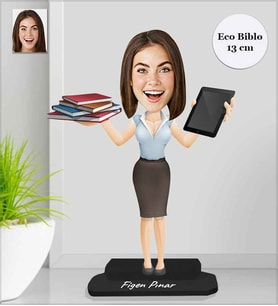 Kişiye Özel İş Kadını Ahşap Eco Biblo -8