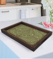 BK Gift Retro Motif Tasarımlı Doğal Ahşap Tepsi-4