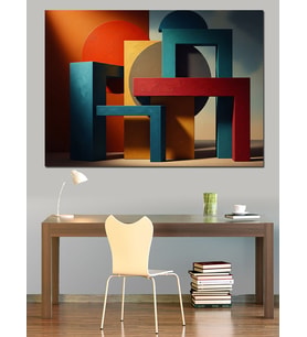 Geometrik Ve Renkli Soyut Tasarım Dekoratif Kanvas - Mdf Ahşap Tablo
