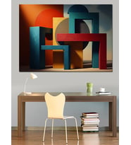 Geometrik Ve Renkli Soyut Tasarım Dekoratif Kanvas - Mdf Ahşap Tablo