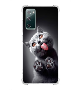 PrintiFy Samsung Galaxy S20 FE Uyumlu Kedi 2 Baskılı Şeffaf Köşe Korumalı Antişok Kılıf
