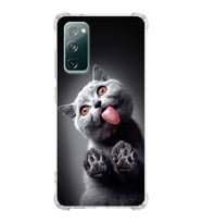 PrintiFy Samsung Galaxy S20 FE Uyumlu Kedi 2 Baskılı Şeffaf Köşe Korumalı Antişok Kılıf