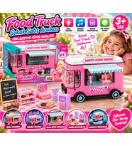 Pilli Işıklı Sokak Satış Arabası Oyuncak Food Truck Seti Müzikli Aksesuarlarıyla Eğlenceli Oyun Seti