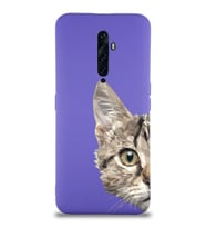 Oppo Reno 2z Uyumlu Lansman Kılıf Catface Tasarımlı İçi Kadife Kapak-Mor (Şeffaf)