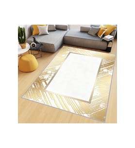 Rovigo Home Dijital Baskı Yıkanabilir Kaymaz Taban Salon Halısı RVG0487 (Sarı)