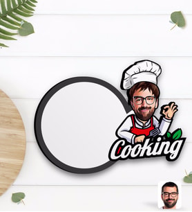 BK Gift Kişiye Özel Erkek Chef Karikatürlü Ahşap Bardak Altlığı-14