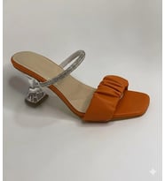 Mergenshoes T032 Turuncu Şeffaf Topuklu Rahat Taban Kadın Terlik