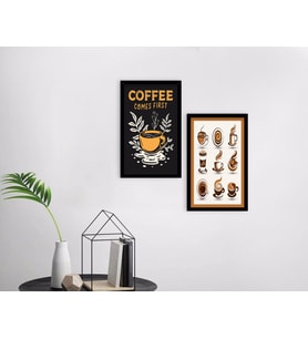 BK Home Coffee Tasarımlı Dekoratif 2'li Ahşap Siyah Çerçeveli Tablo-2