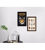 BK Home Coffee Tasarımlı Dekoratif 2'li Ahşap Siyah Çerçeveli Tablo-2