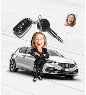 Kişiye Özel Araba Temalı Karikatür Ahşap Anahtarlık
