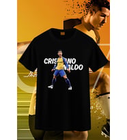 CR7 Ronaldo Karikatür Baskılı Unisex T-shirt/Tişört - TÜM YAŞ GRUPLARI (Siyah)