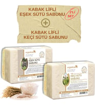 Lexroo Doğal Kabak Lifli Eşek Sütü Sabunu ve Kabak Lifli Keçi Sütü Sabunu 2'li Set