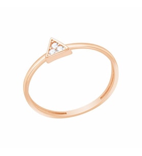 Diamond Line-Gülaylar Pembe Altın 14 Ayar Geometrik Yüzük