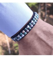 Clays Jewellery Hint Akiği & Hematit Taşı Silindir Bileklik, Unisex / Kadın / Erkek