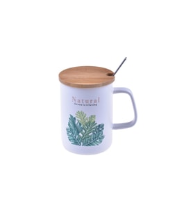 Bambu Kapaklı Batido Desenli Kupa
