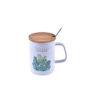 Bambu Kapaklı Batido Desenli Kupa