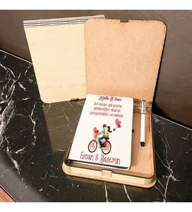 En Güzel Sevgili Hediyesi Ahşap Kutulu Defter Kalem Set 008