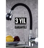 VİOSA 3 Yıl Garantili Oynar Başlıklı Spiral Siyah Kubar Lavabo, Mutfak Esnek Musluk