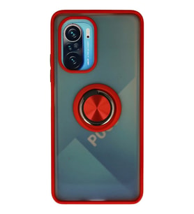 Newface Xiaomi Redmi K40 Kılıf Montreal Yüzüklü Silikon Kapak - Kırmızı