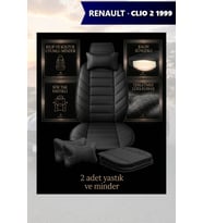 renault clio 1999 Koltuk ve Kılıf uyumlu Lüks Siyah Yastık Minder 2 Minder 2 Yastık