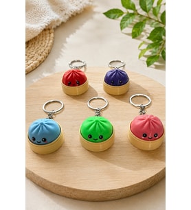 3D Baskı Clicker Çin Mantısı Anahtarlık (2 ADET) Kawaii Dumpling Fidget Anahtarlık Anti Stres Sü