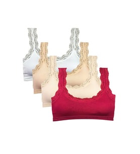 4 Adet Dantel Nakış İşlemeli Pedli Bambu Kadın Büstiyer Set