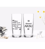 BK Gift Kişiye Özel Renkli Baskılı Bize Rakı İçen Tasarımlı İkili Rakı Bardağı Seti-1 (Beyaz)